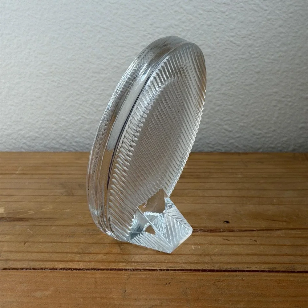 Vintage Mikasa Crystal Glass Picture Frame, 80s‎ Postmodern Ribbed Wave Design